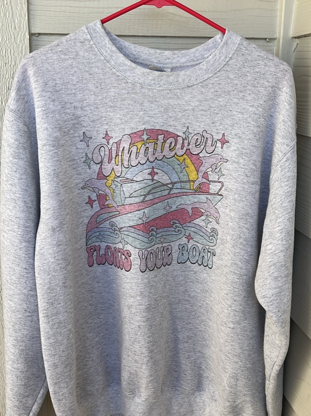 Whatever Floats Your Boat Graphic Sweatshirt | Large | Gray